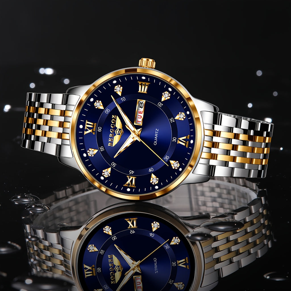 Relgio de Quartzo Estiloso Masculino   Prova Dgua Pulseira de Ao Inoxidvel Caixa de Liga de Zinco Mostrador Redondo 1pc